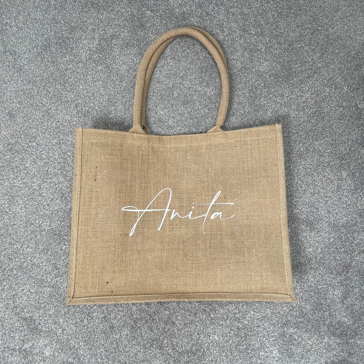 Personalised Square Jute Lunch Bridesmaid Top Handle Gift Bag