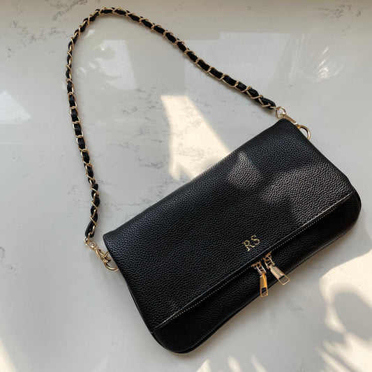 Personalised GEMMA Embossed Faux Leather Chain Shoulder Bag