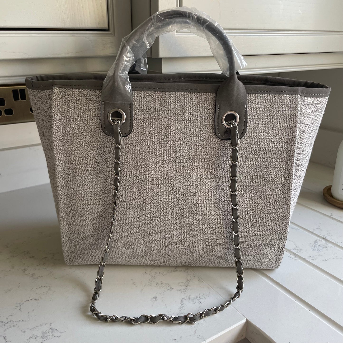 Outlet: Personalisable Grey Chain Tote (MARKED)