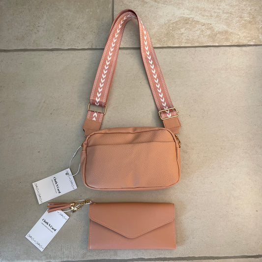 Personalised Pink Cross Body Bag & Long Purse Set