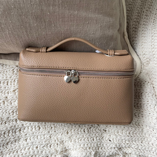 Personalised Taupe Embossed Saffiano Leather Cross Body Bag