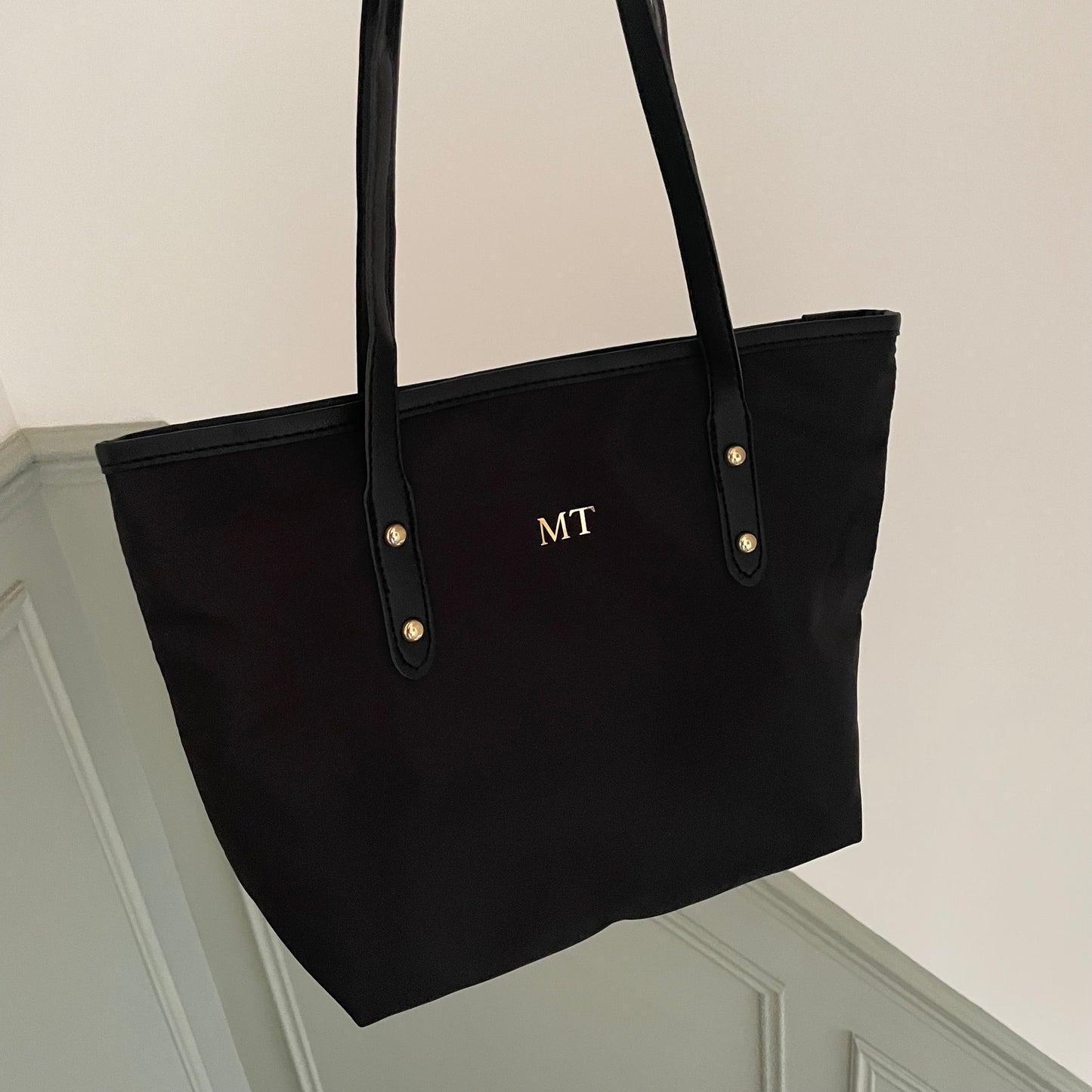 Personalised Nylon Gold Button Tote Bags