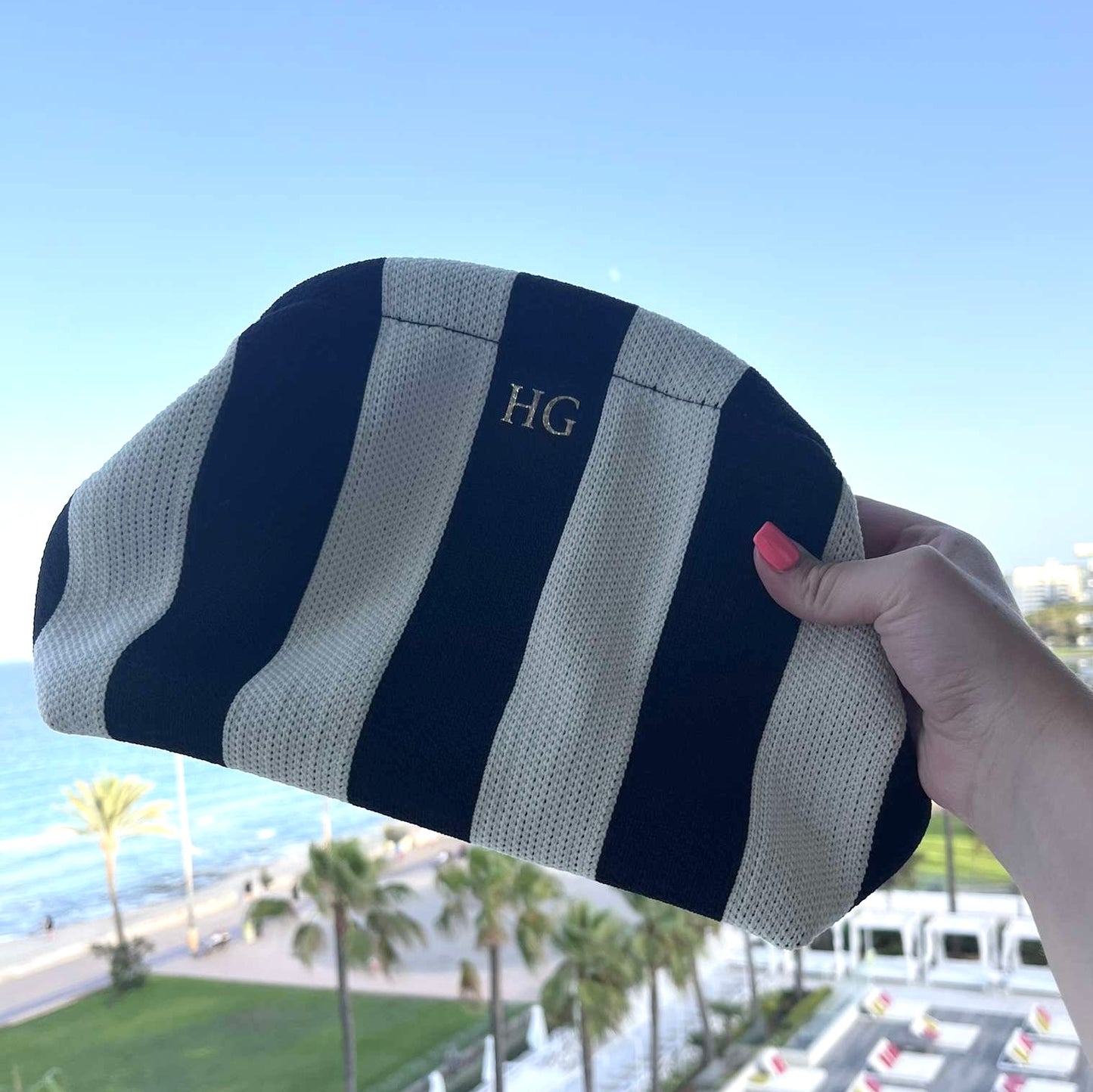 Personalised RACHEL Ruffle Stripe Clutch Bag