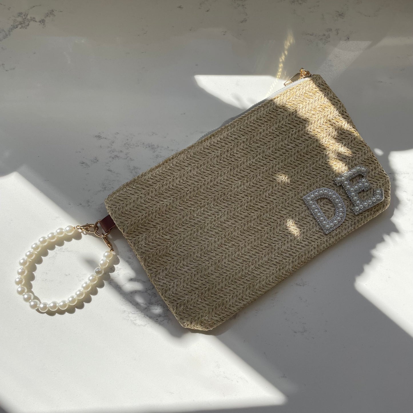 Personalised Pearl Patch Clutch Bag