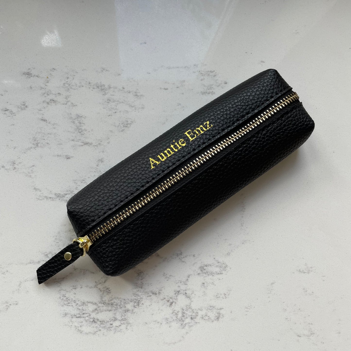 Personalised Embossed Faux Leather Slimline Pencil Case