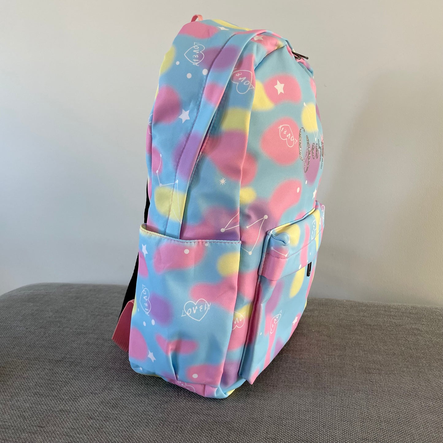 Personalised 3pcs Love Heart Pastel Backpack, Lunch bag & Pencil pouch Set