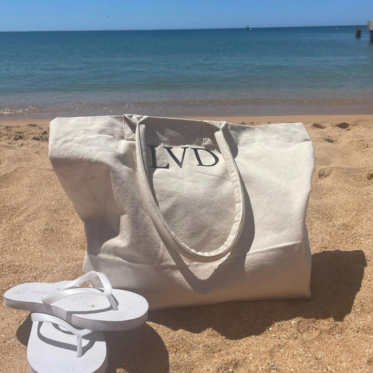 Personalised Canvas Large Tote Beach Shoulder Bag