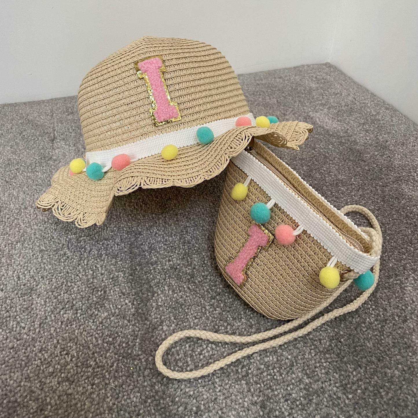 Personalised Childrens Patch 2pcs Sun hat & Bag Set