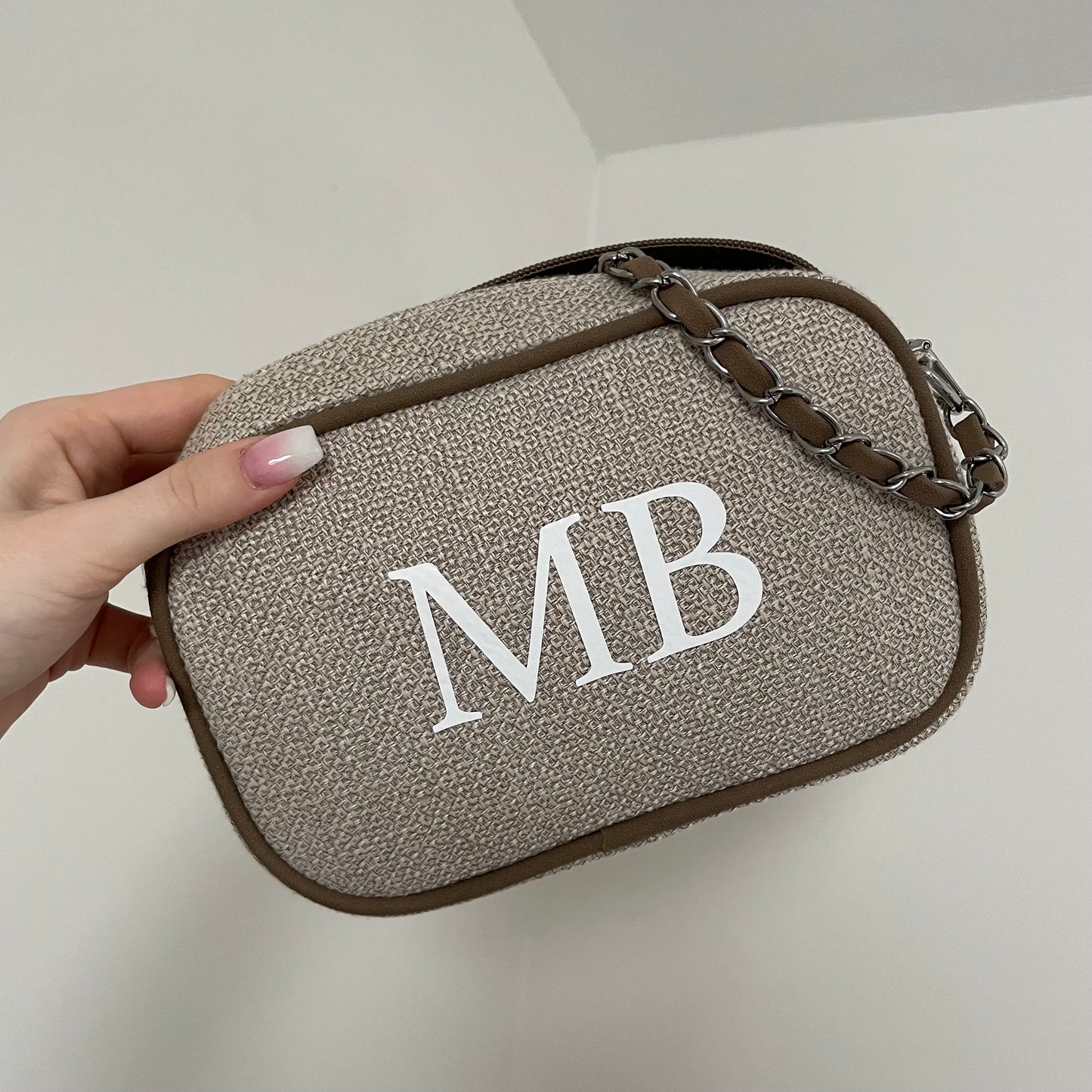 Personalised Canvas Chain Strap Cross Body Bag