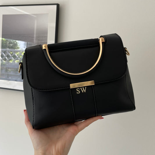 Personalised STACEY Gold Top Handle Cross Body Bag