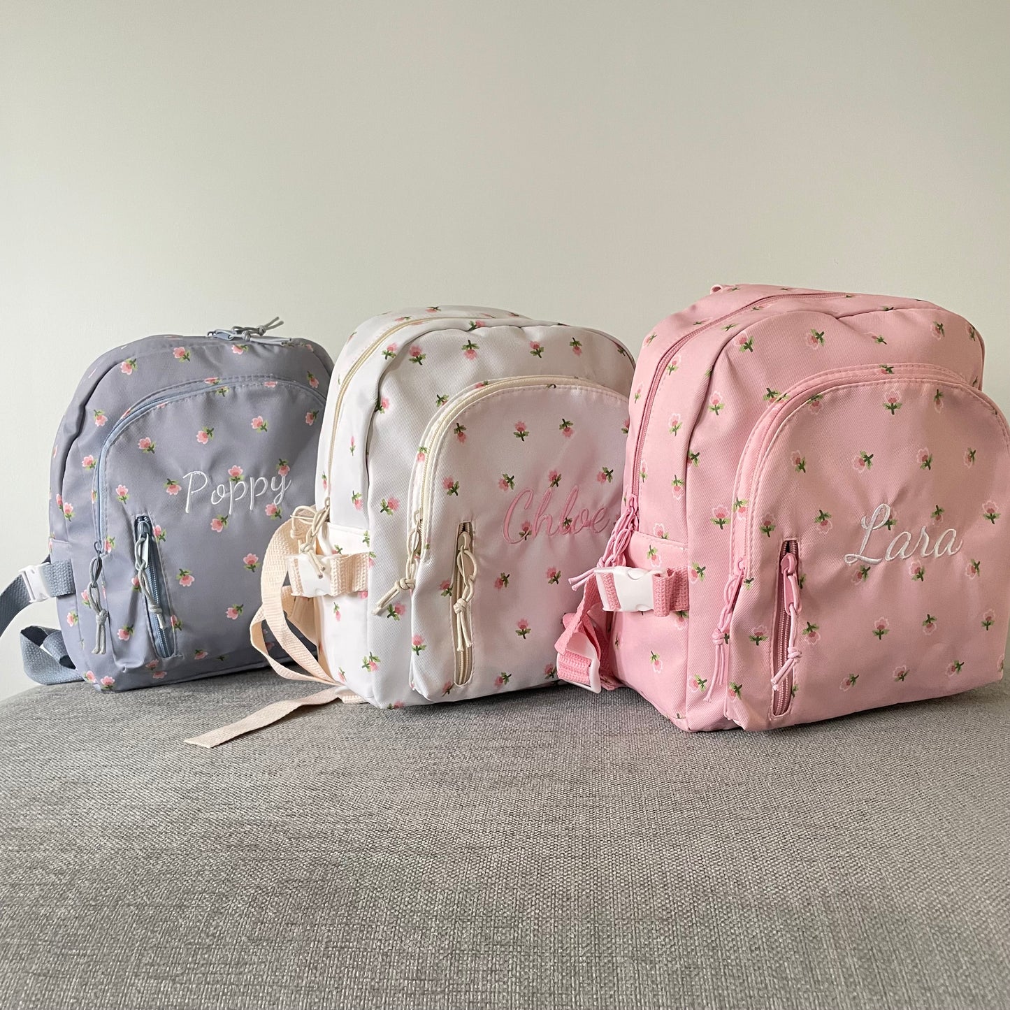 Personalised Embroidered Ditsy Rounded Backpack