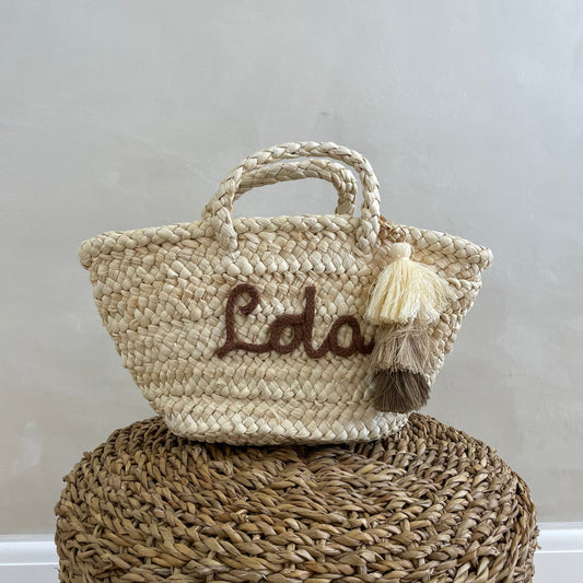 Personalised Mini Straw Basket Bags