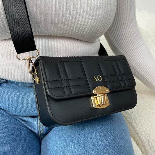 Personalised BETHANY Embossed Quilted Cross Body Bag
