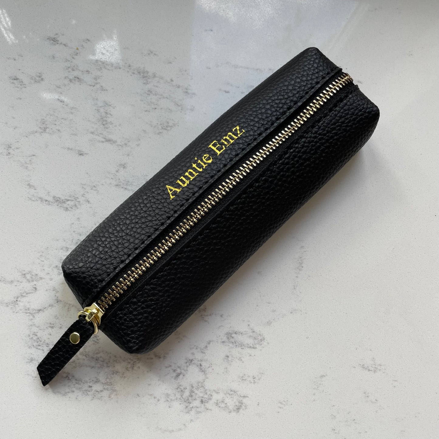 Personalised Embossed Faux Leather Slimline Pencil Case