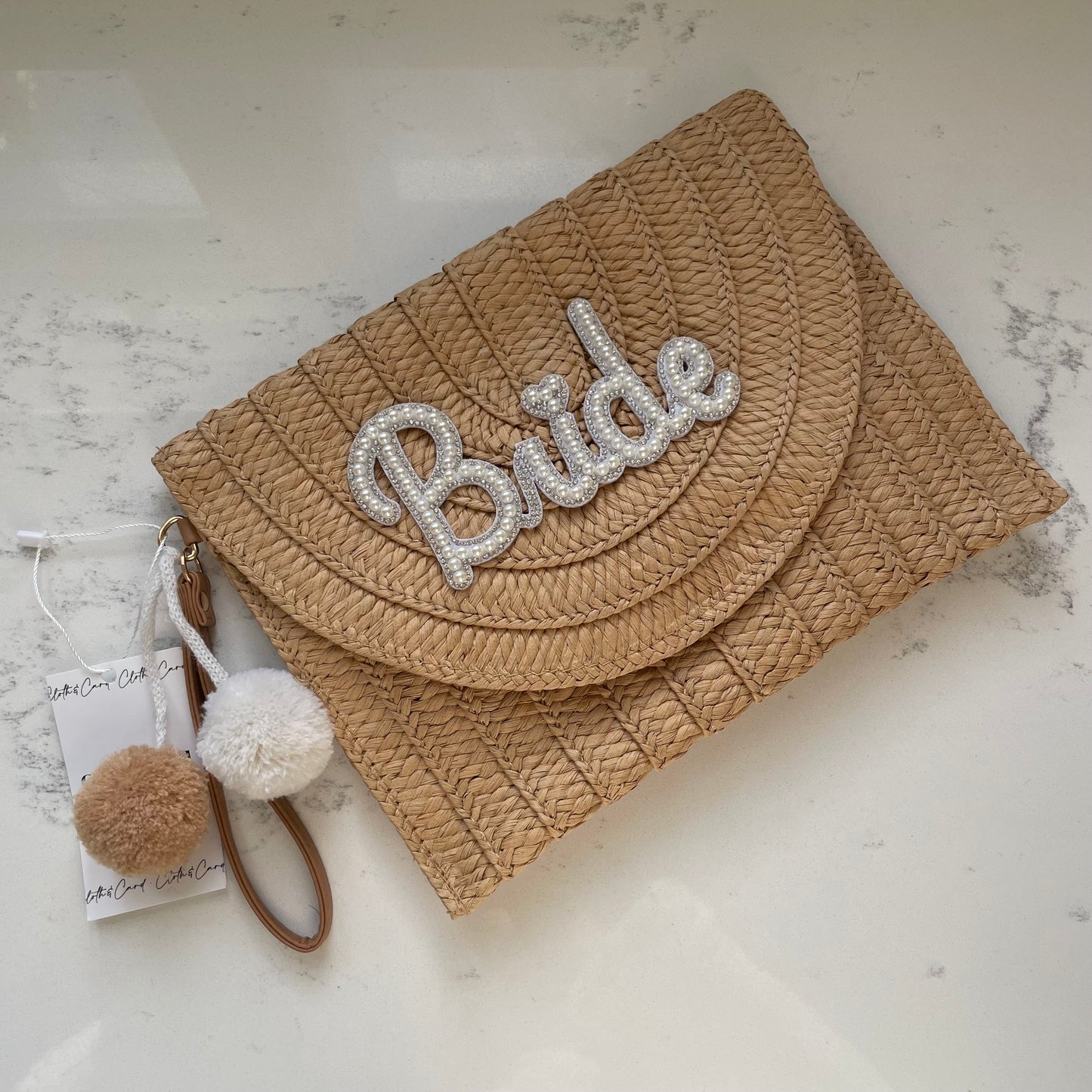 Personalised Bride Pom Pom Clutch Cross Body Bag