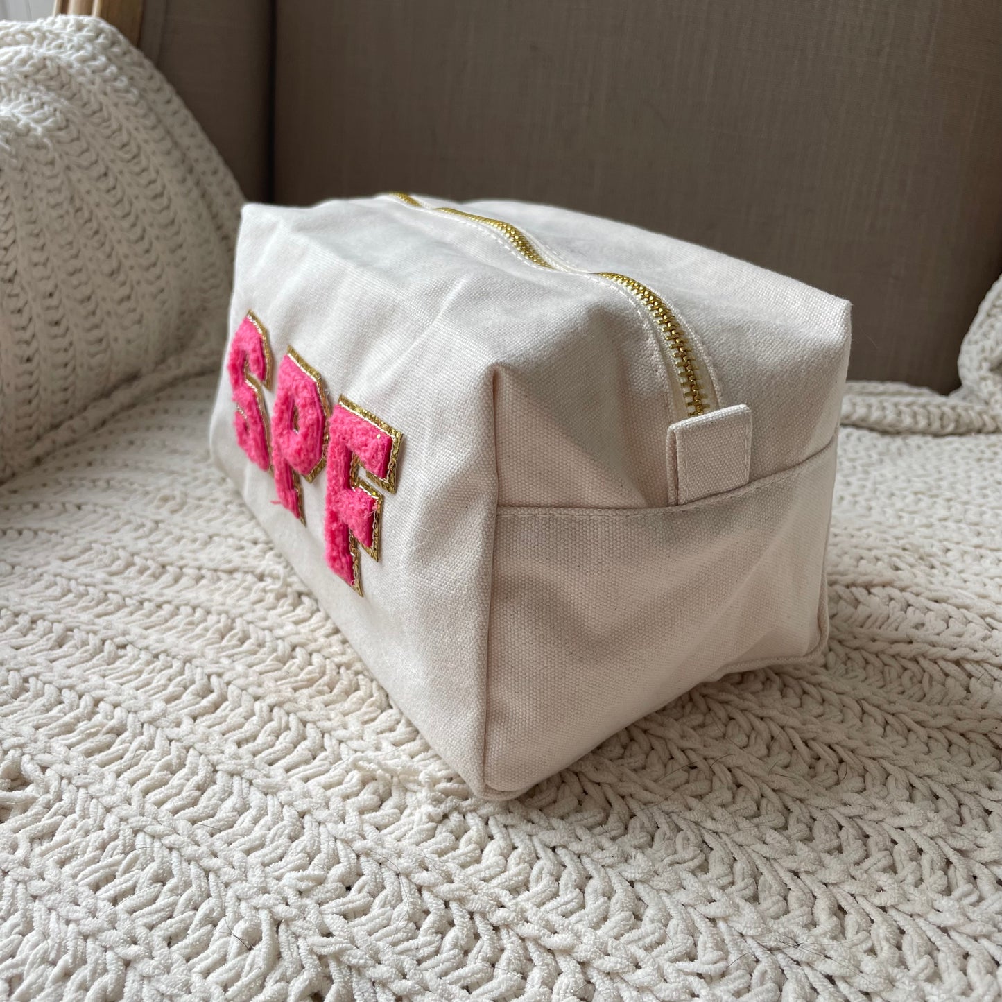 Personalised Patch Canvas Toiletry Makeup Cosmetic Bag Pencil Case