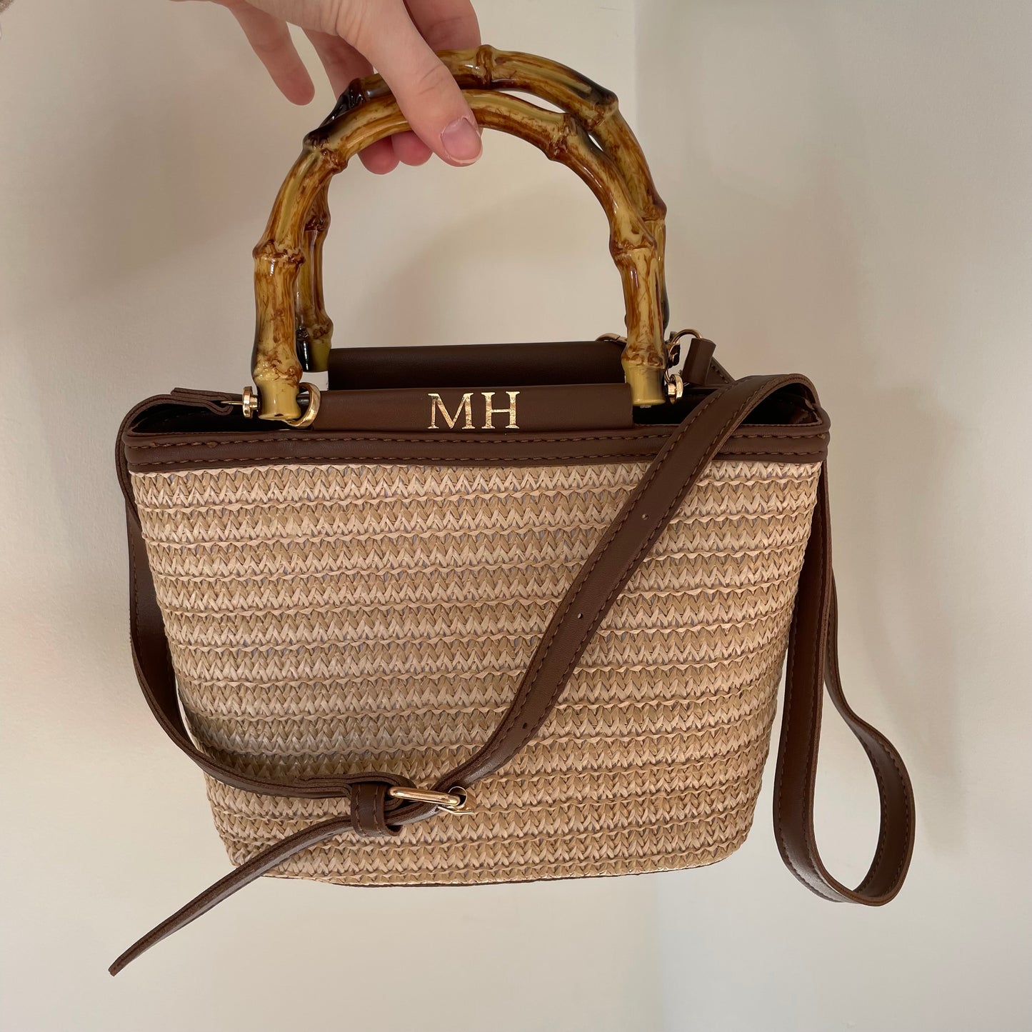 Personalised AMALFI Bamboo Cross Body Bag