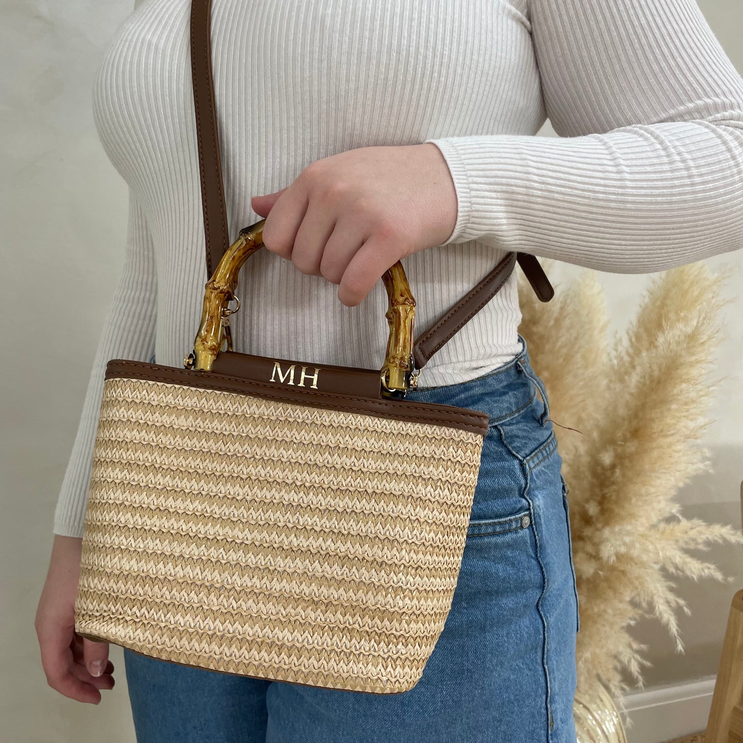 Personalised AMALFI Bamboo Cross Body Bag