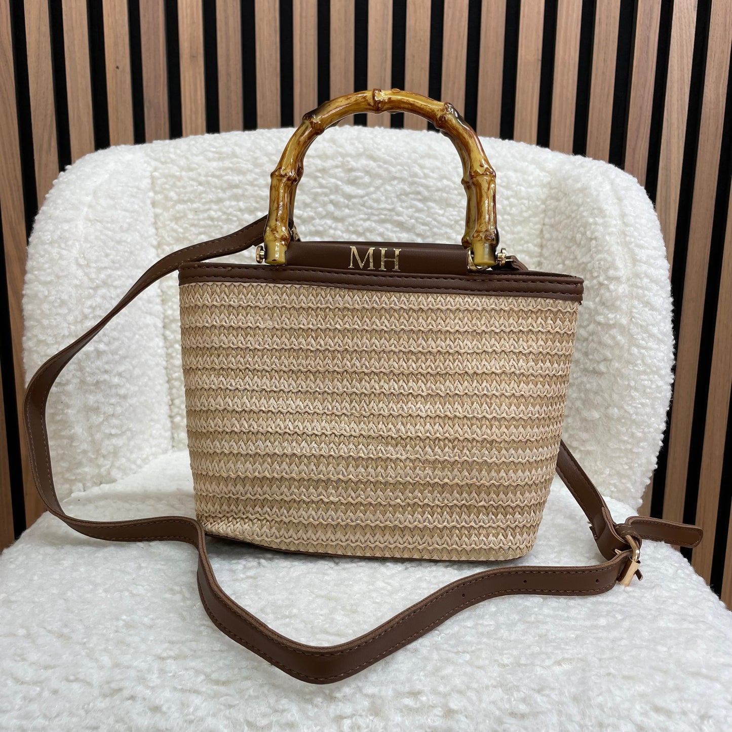 Personalised AMALFI Bamboo Cross Body Bag