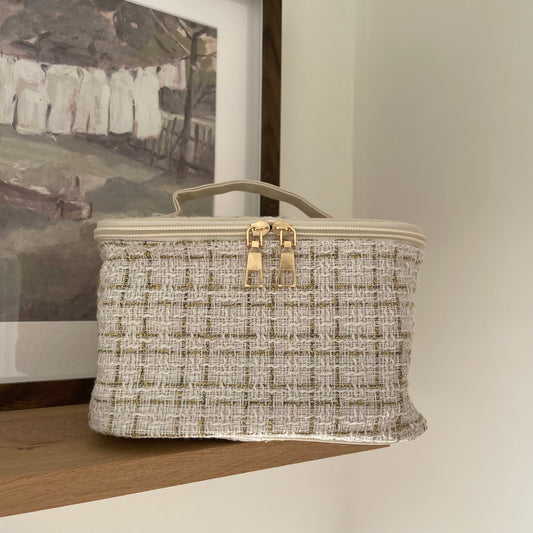 Personalised Tweed Cosmetic Makeup Bag Toiletry Case