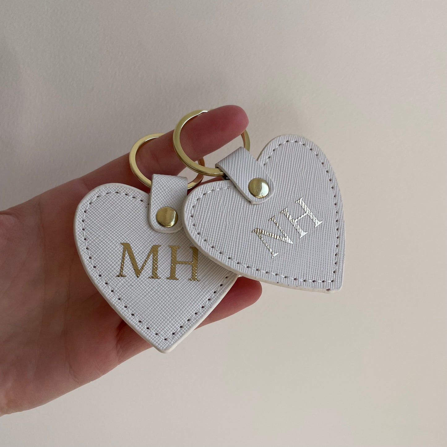 Personalised Saffiano Faux Leather Heart Key Chain Keyring