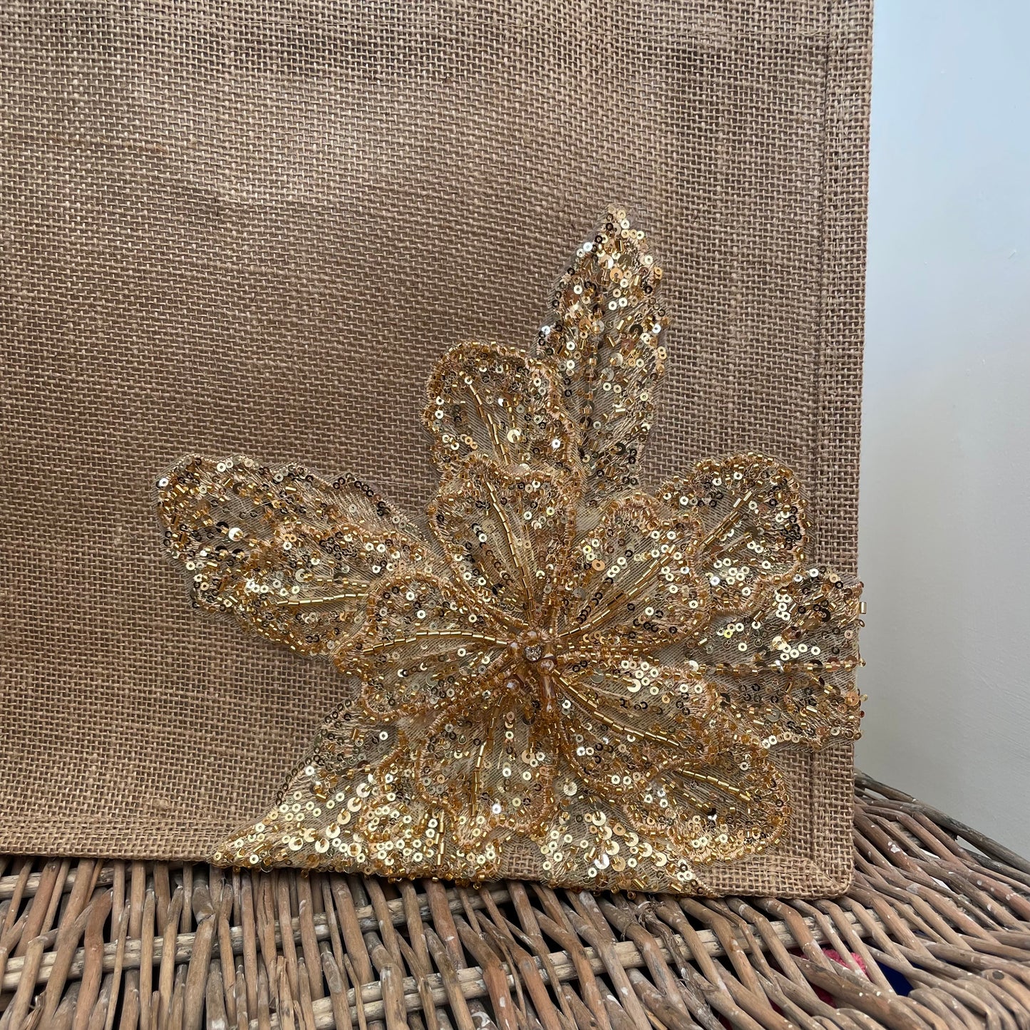 Bamboo Handle Flower Tote Bag