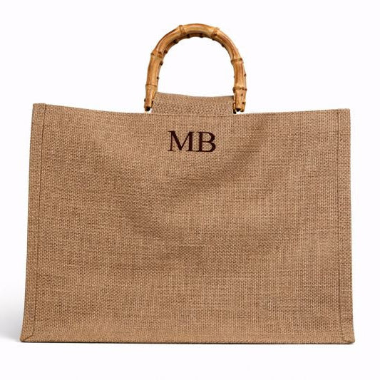 Bamboo Handle Jute Tote Bag