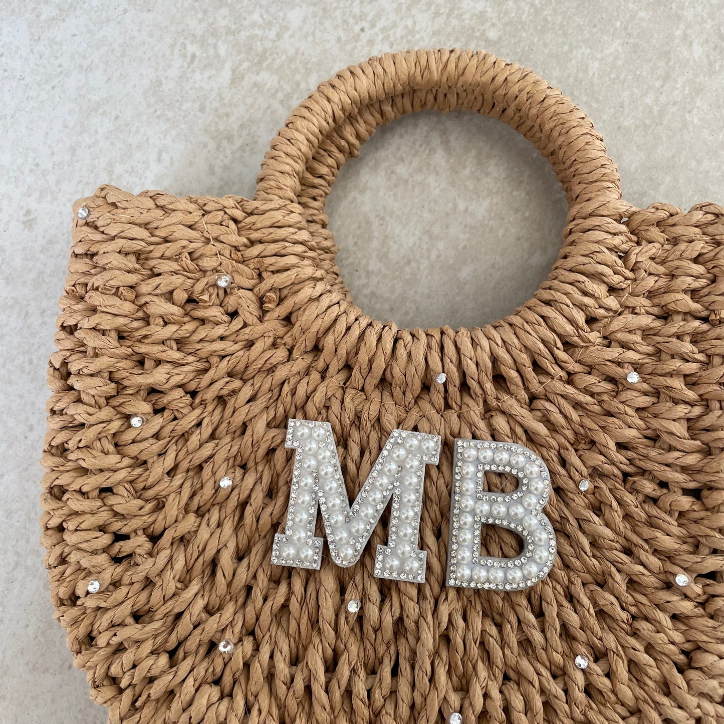 Personalised ADA Bling Straw Basket Bag
