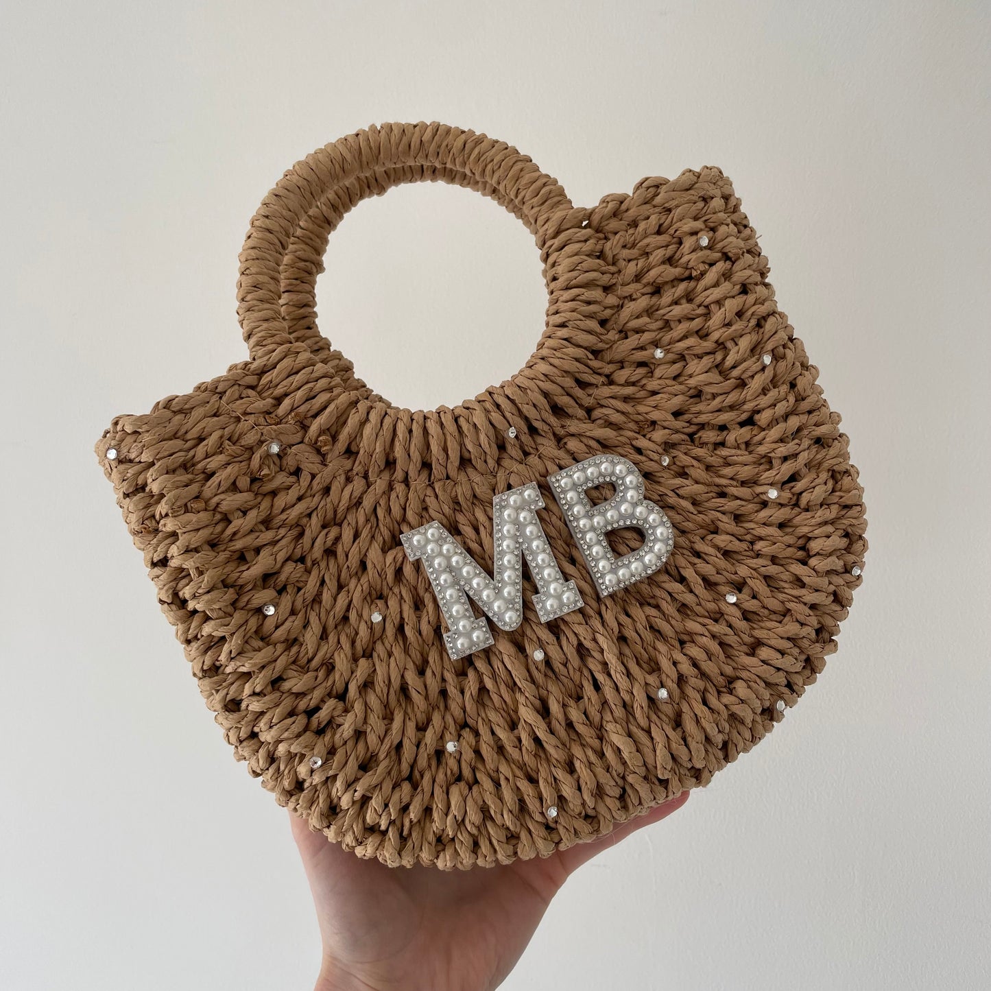 Personalised ADA Bling Straw Basket Bag