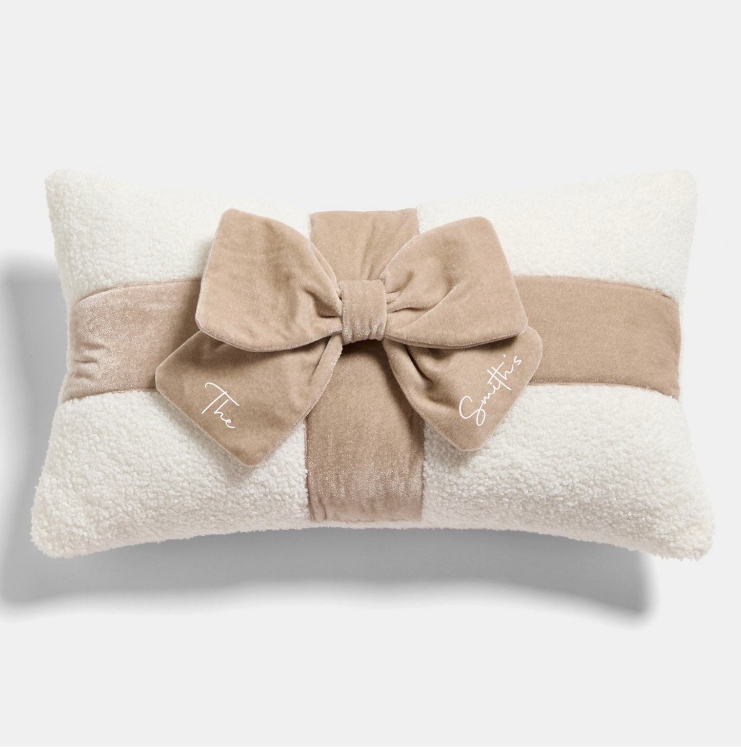 Personalised Velvet Bow Christmas Cushion