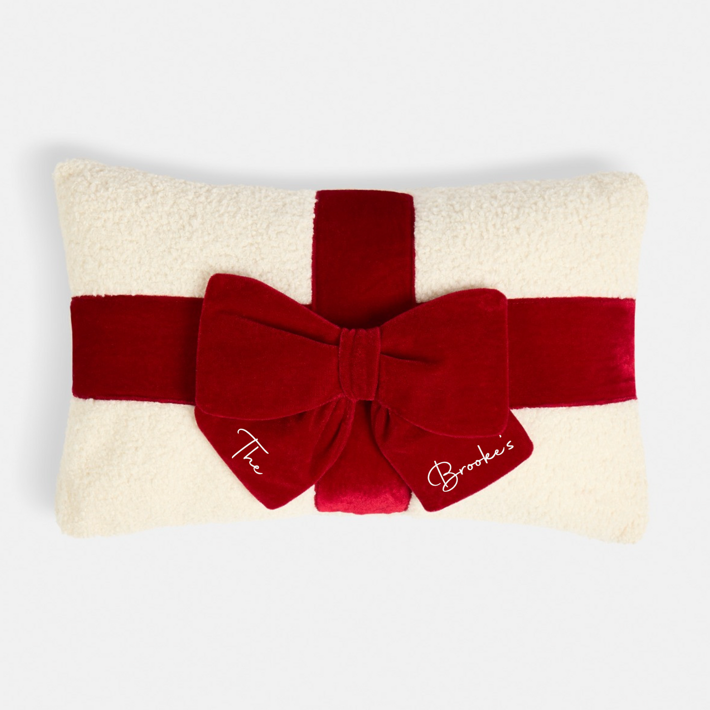 Personalised Velvet Bow Christmas Cushion