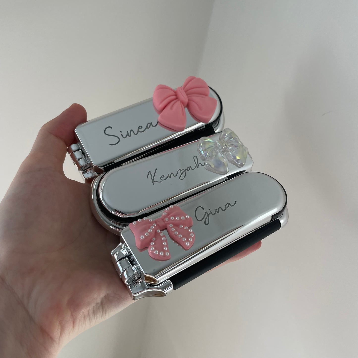 Personalised Bow Pocket Hair brush