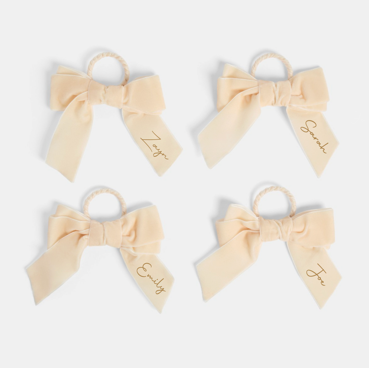 Personalised Pack of 4 Velvet Bow Napkin Rings