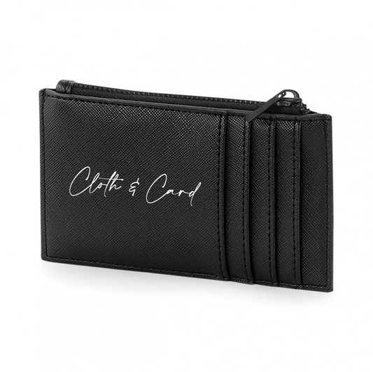 Logo printed saffiano slimline wallet in black | Cloth'N'Card