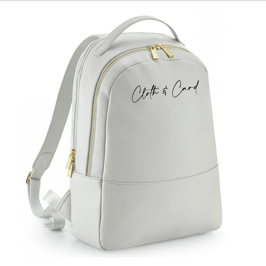 Logo printed saffiano leather branded backpack | Cloth'N'Card