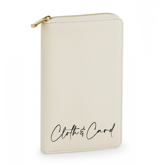 Logo printed saffiano faux leather travel jewellery case | Cloth'N'Card