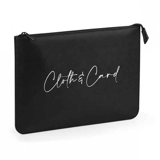 Logo printed saffiano faux leather laptop sleeve | Cloth'N'Card