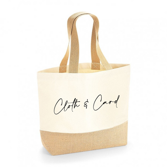 Logo printed branded canvas and jute tote bag | Cloth'N'Card