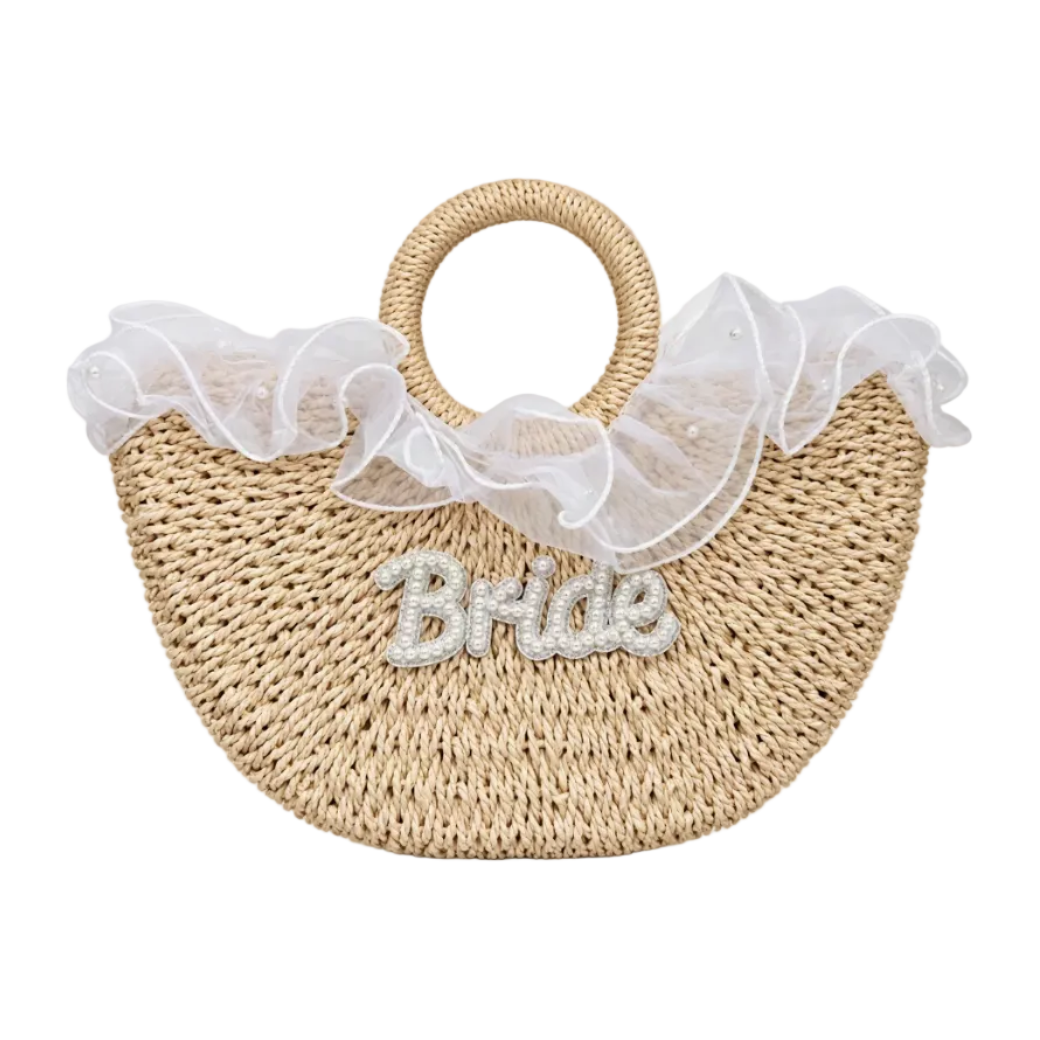 Tulle Bride Wicker Bag