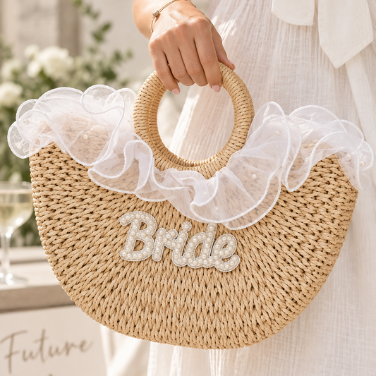 Tulle Bride Wicker Bag