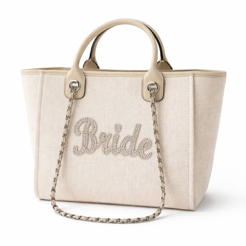 Bride Stone Large Chain Initial Tote Bags