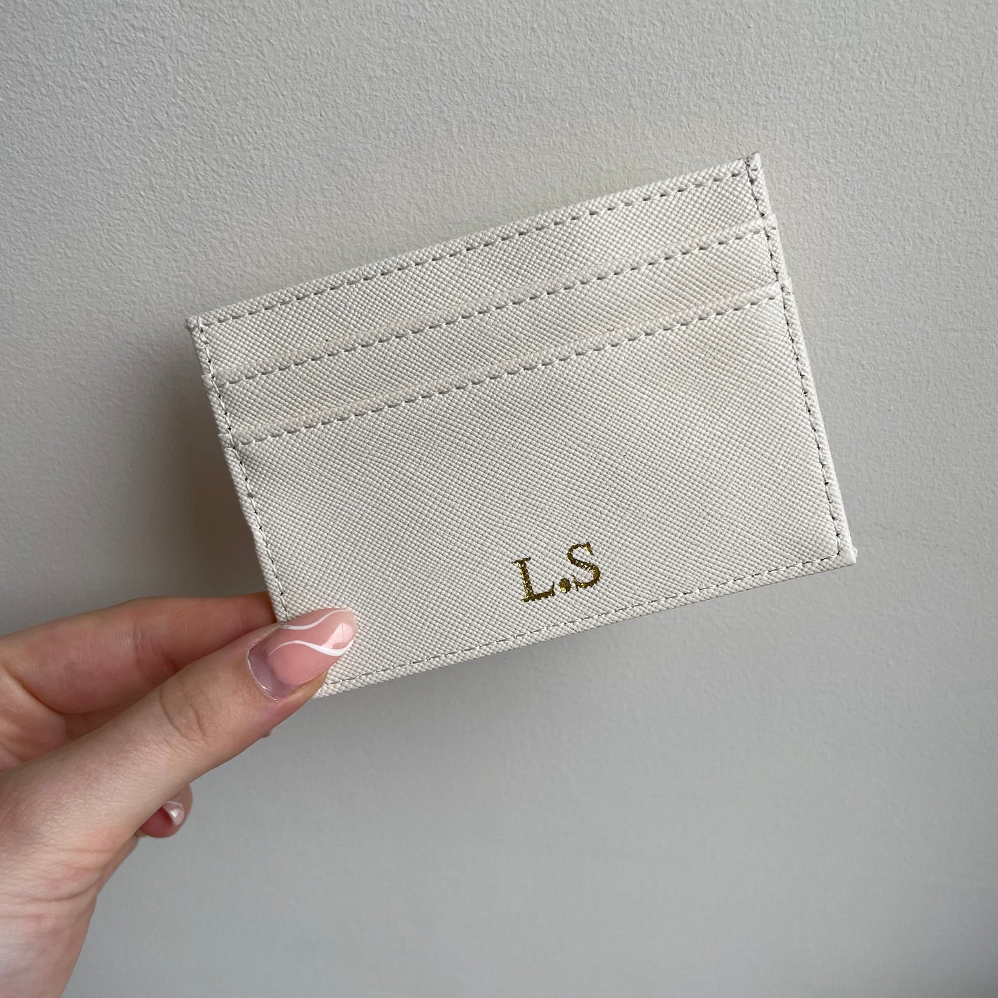 Personalised Embossed Saffiano Leather Slimline Card Holder