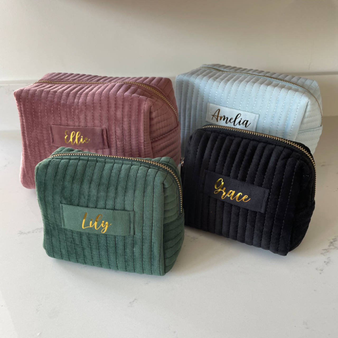 Personalised Soft Velvet Makeup Cosmetic Bag