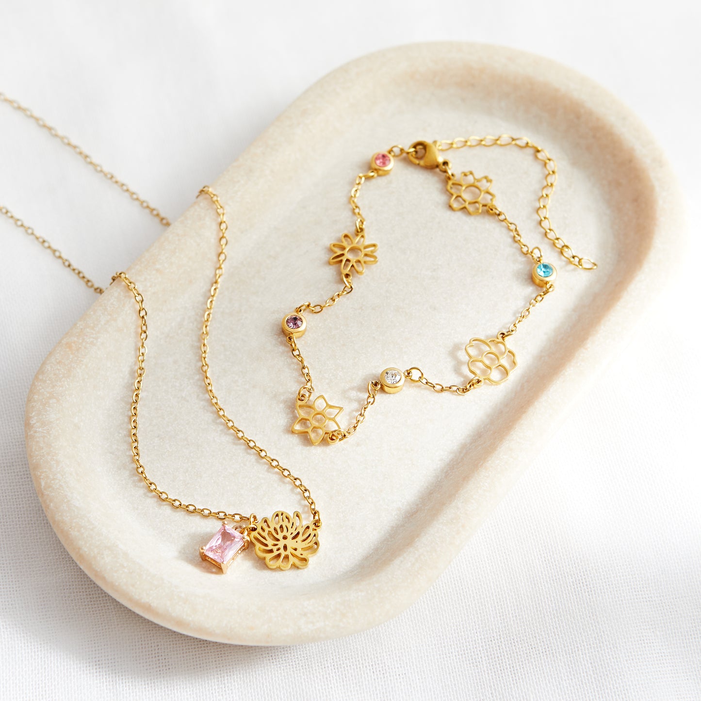 Custom Birth Month Flower And Gemstone Bracelet