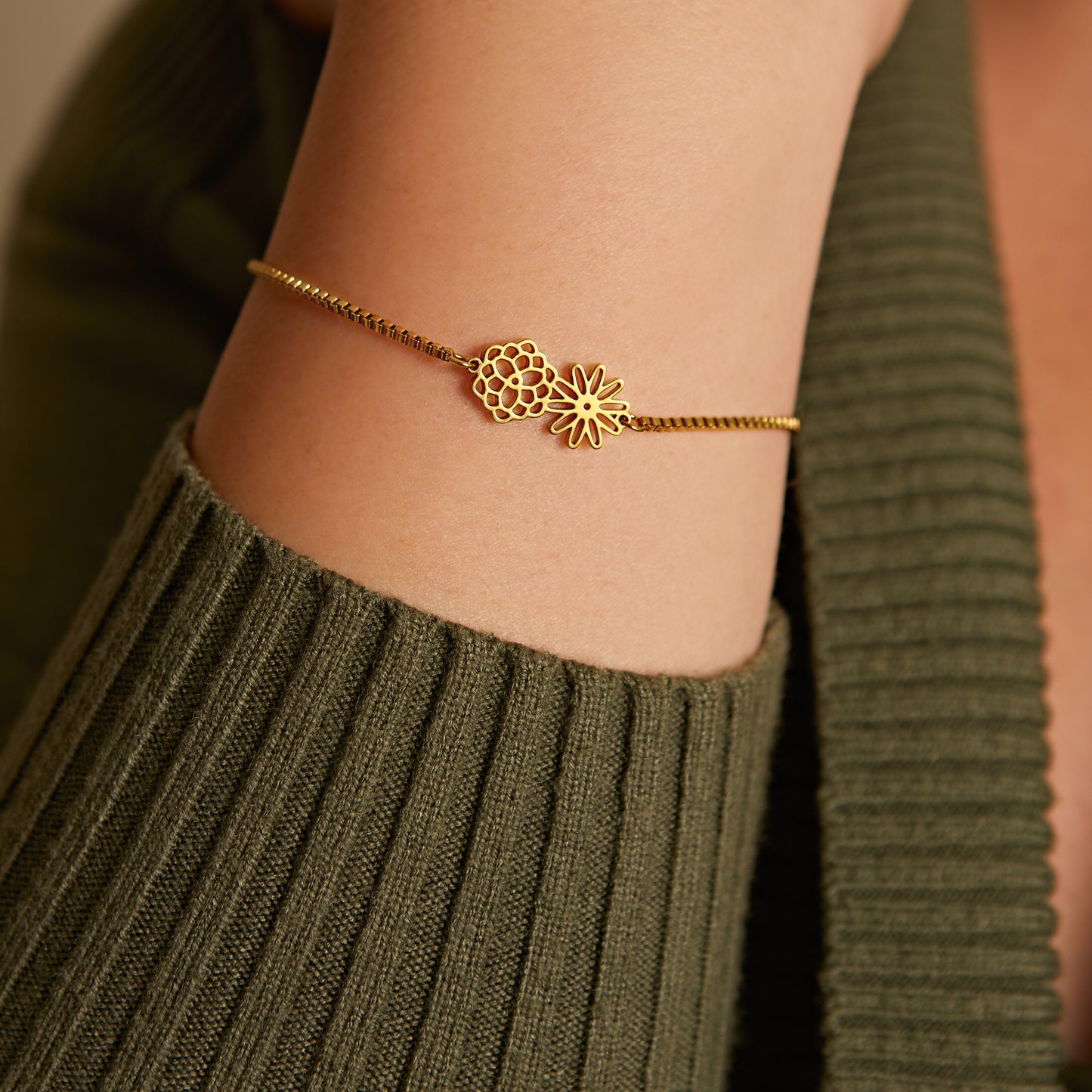 Custom Birth Month Flower Bracelet