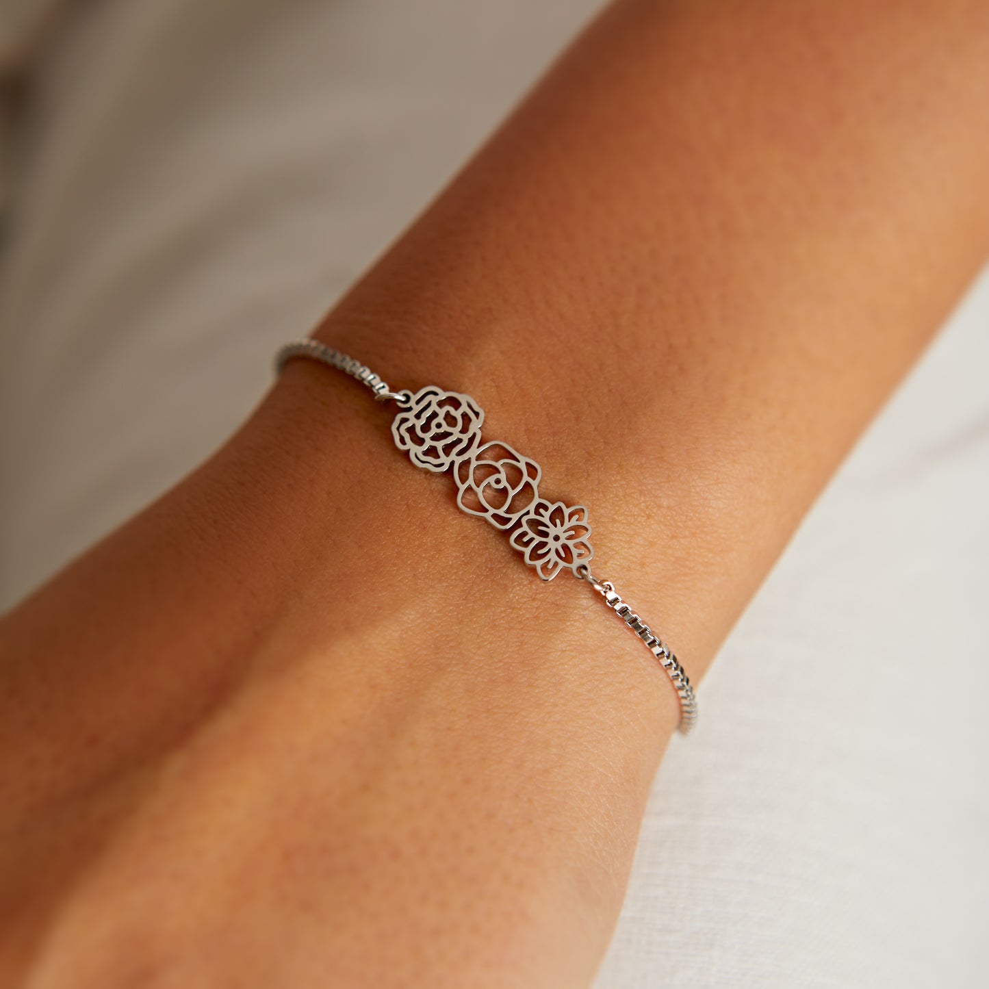 Custom Birth Month Flower Bracelet