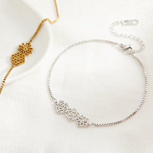 Custom Birth Month Flower Bracelet