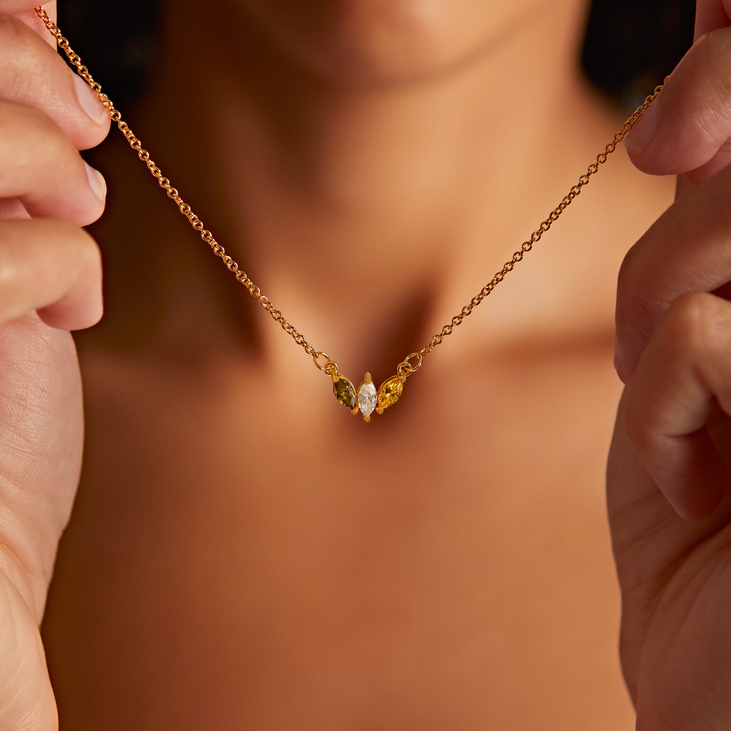 Custom Birthstone Teardrop Necklace