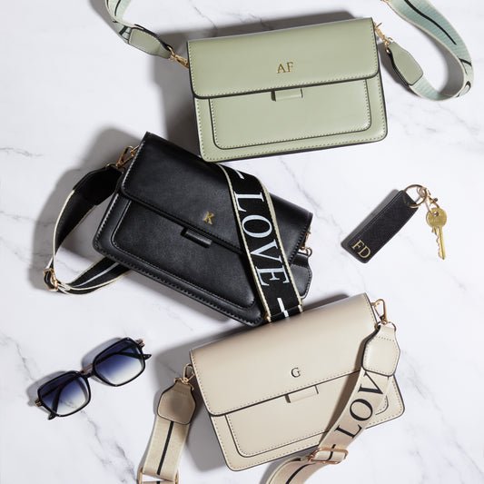 Personalised MICHELLE Embossed Faux Leather Cross Body Bag