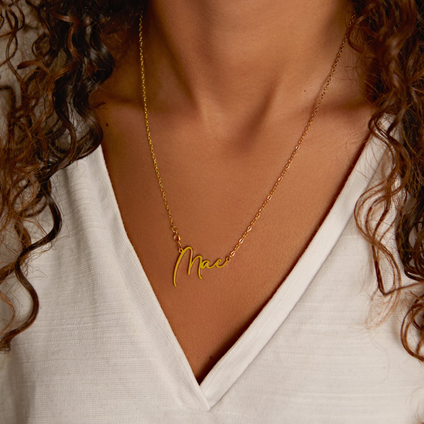 Personalised Name And Gemstone Necklace